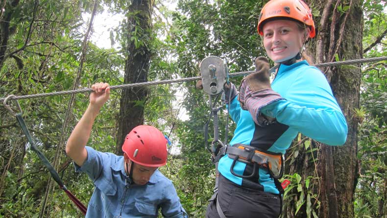 About to zip line in Costa Rica