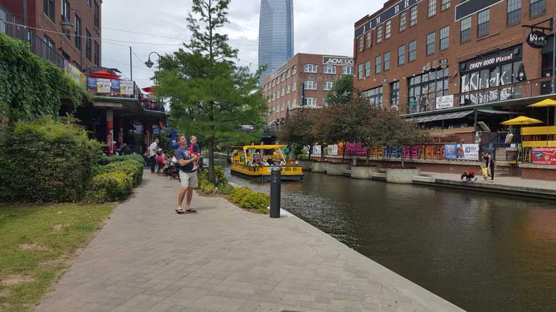 The canal in Bricktown OKC, one of the best places to visit in Oklahoma