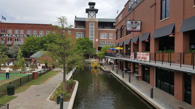 The manmade canal in Bricktown OKC