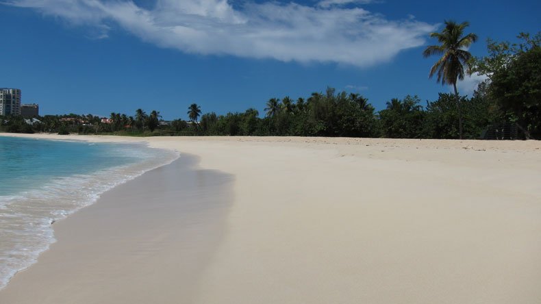 An empty St. Maarten white sand beach