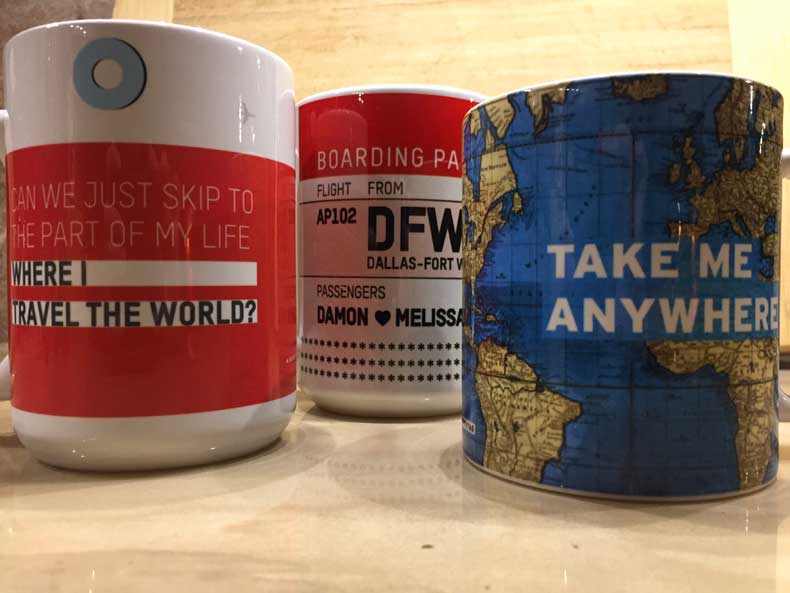 Travel-themed coffee mugs make great Gifts for traveling moms