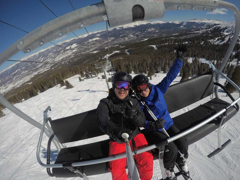 Couple on a ski trip together