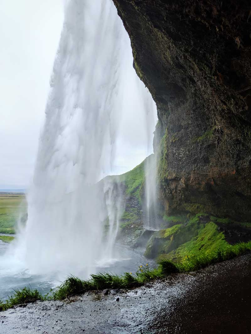 Seljalandsfoss waterfall in Iceland you can walk behind