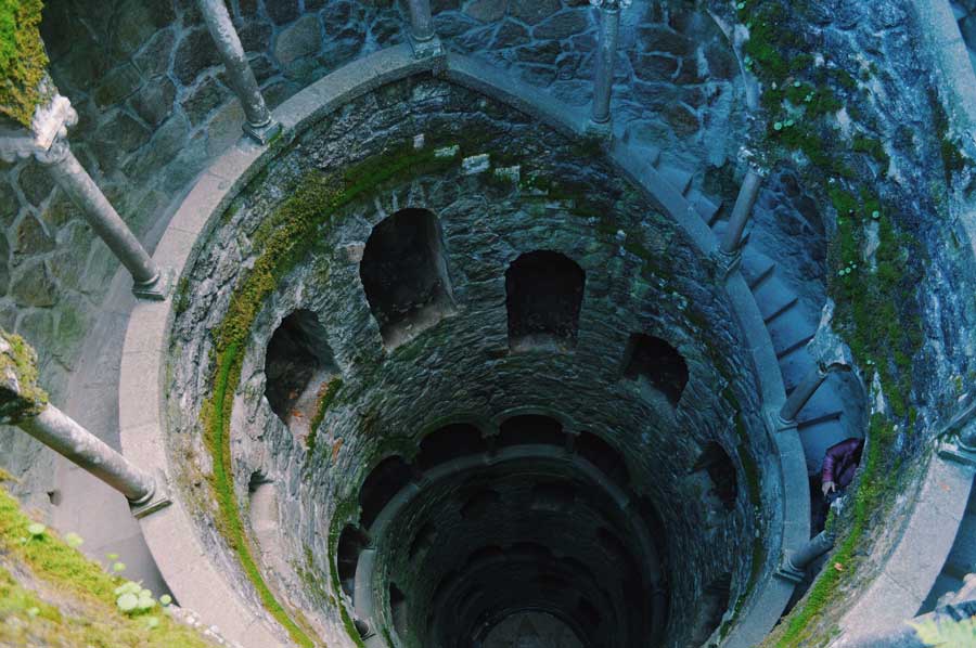 day trips to spain from lisbon The Initiation Well At Quinta Da Regaleira in Sintra Portugal - an easy Lisbon day trip