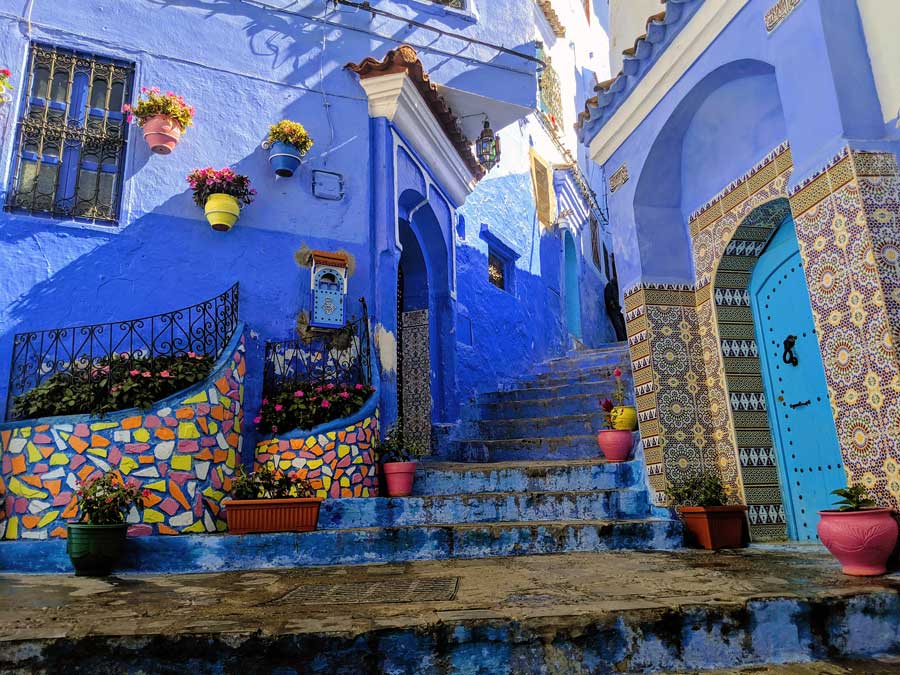 Blue buildings in Chefchaouen Morocco