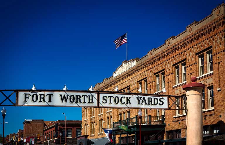 The entrance to the historic Fort Worth Stockyards
