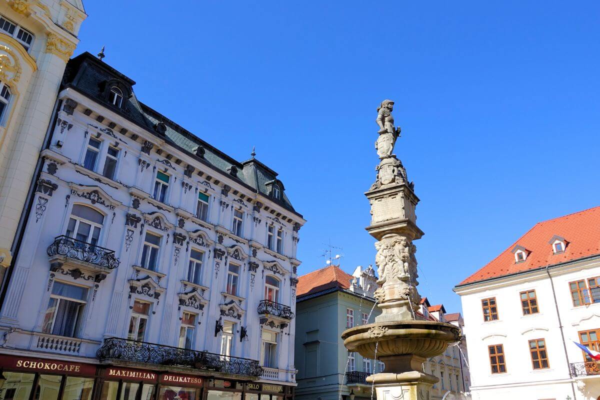 a fountain in Old town Bratislava