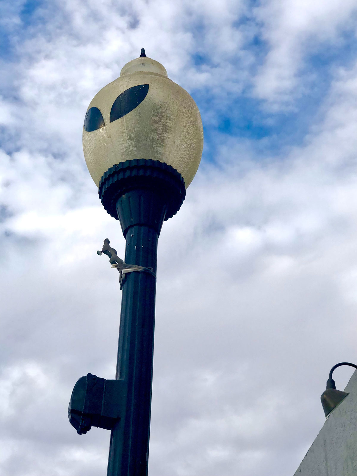 lamp posts in roswell with alien faces