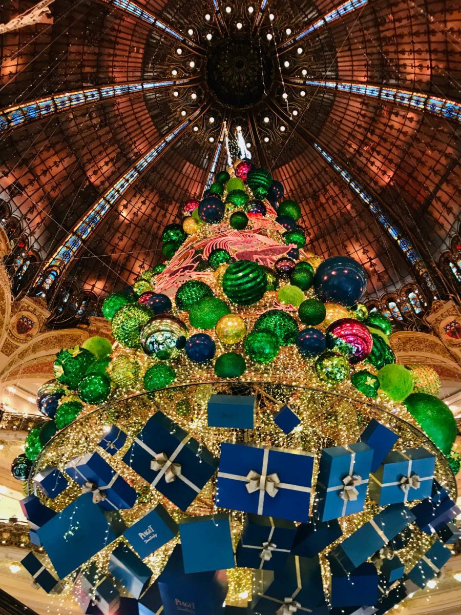 a christmas display in the Galeries Lafayette in paris