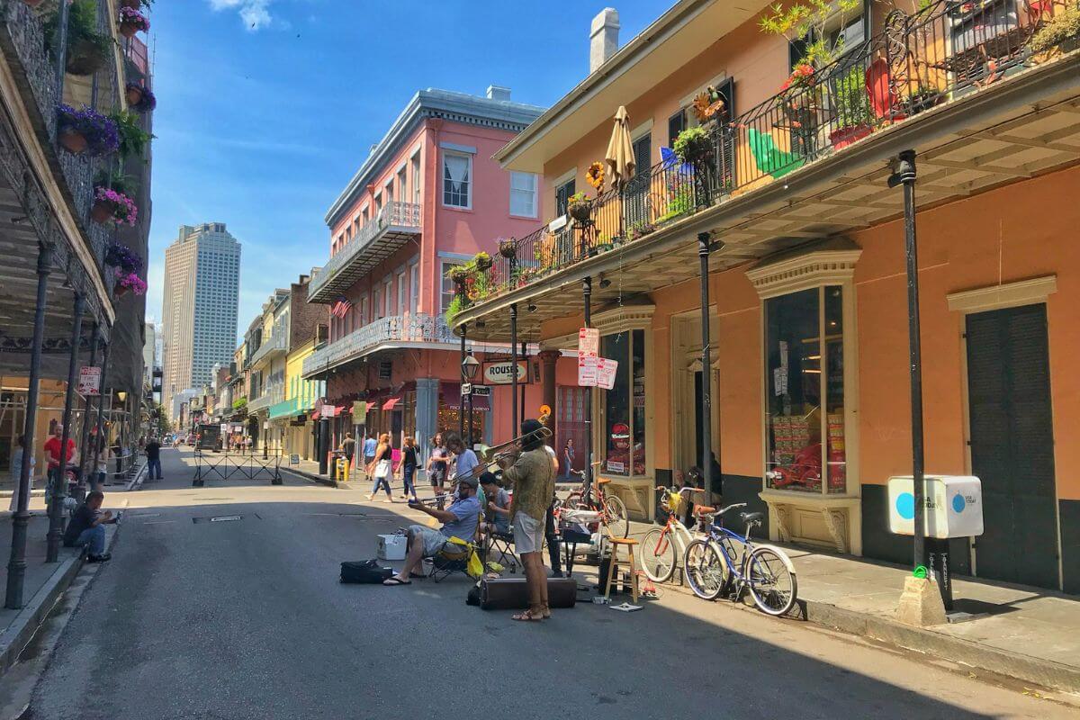 a jazz band playing in the streets of New Orleans