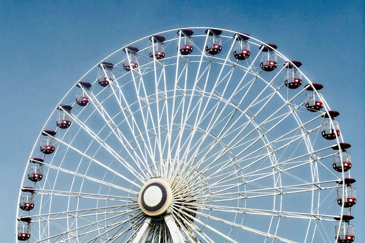 the Ferris Wheel at Gillian's Wonderland Pier in Ocean City, one of the best places to visit in New Jersey for families