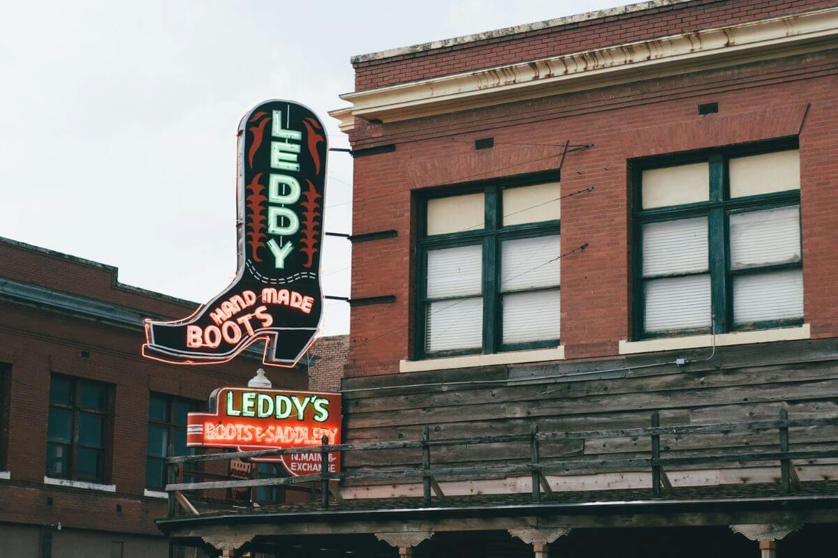 Leddy Boots sign in the Fort Worth Stockyards