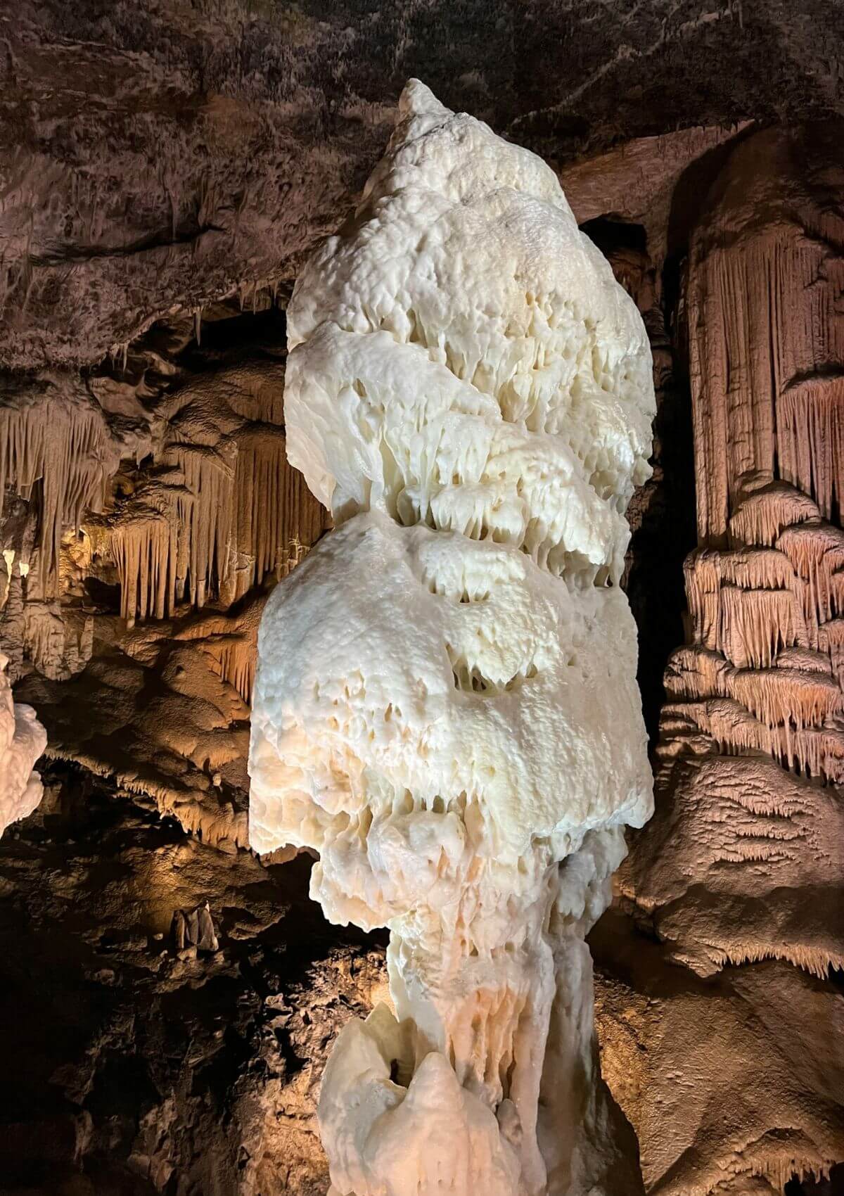a stalagmite in Postojna cave