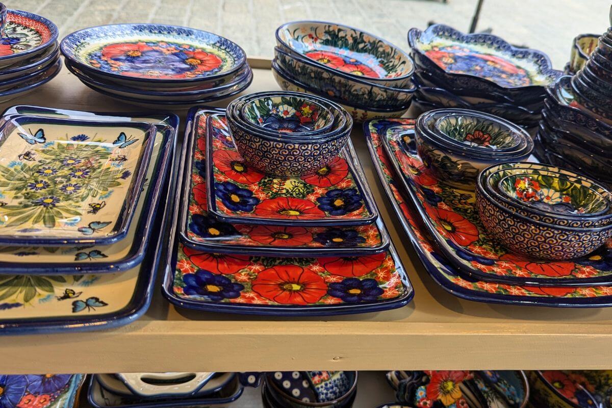 stacks of polish pottery