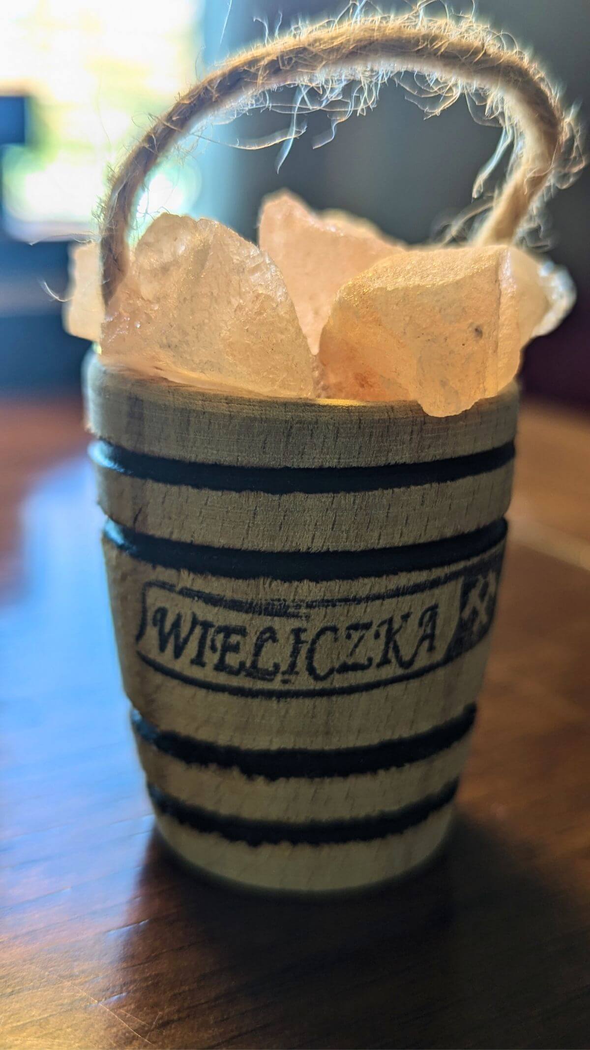 a tiny souvenir barrel of salt from Wieliczka