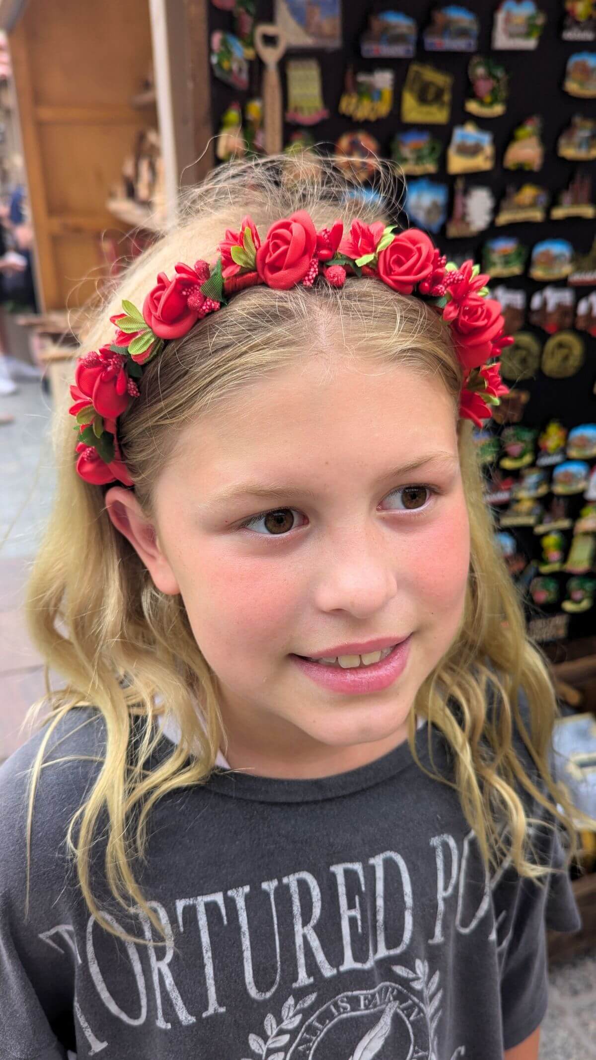 our daughter in a flower headband in poland